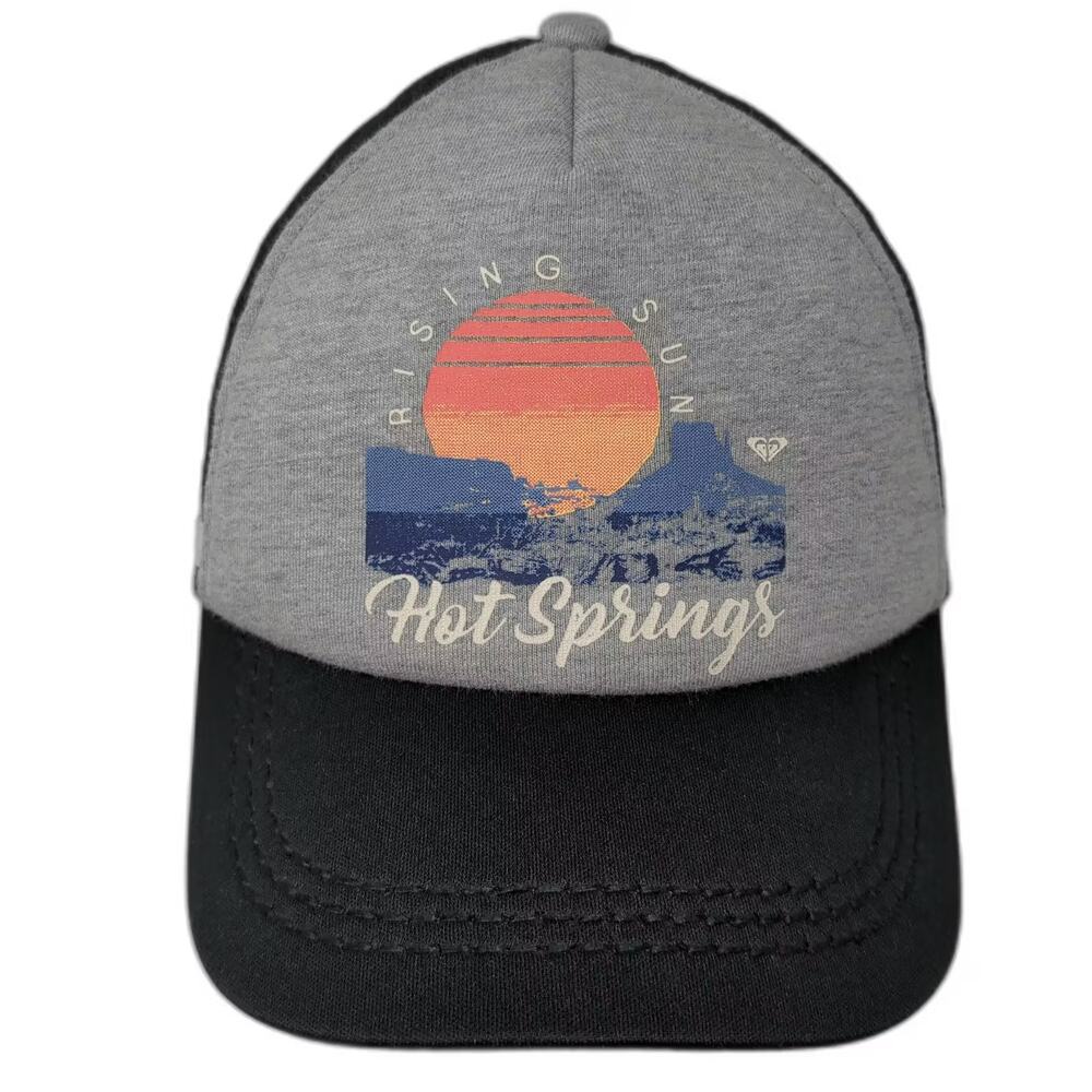 Roxy Gray Trucker Hat One Size Rising Sun Hot Springs Graphic Adjustable Mesh